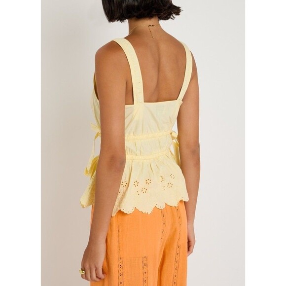 Damson Madder Jade Broderie Cami Blouse Top Berry Embroidered Yellow S-6 285345 - Picture 8 of 13